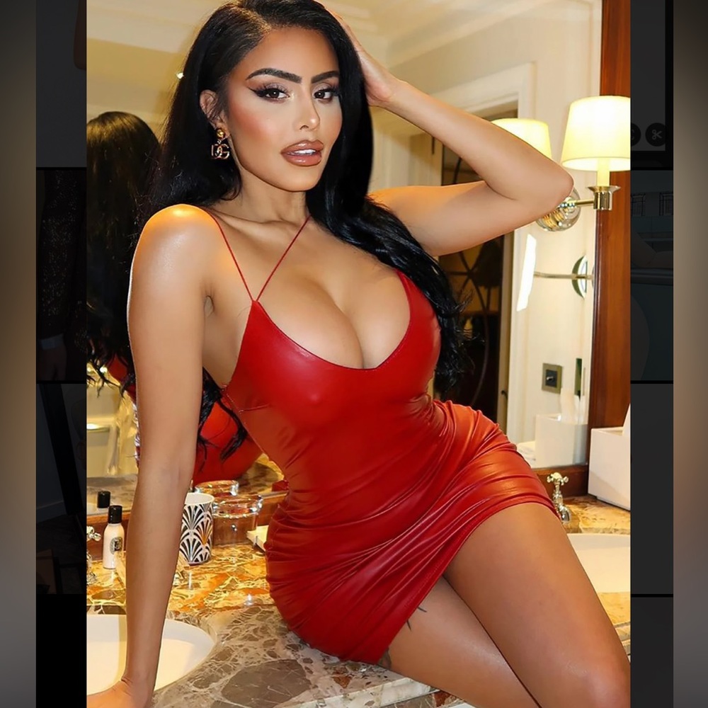 Brand new leather mini dress